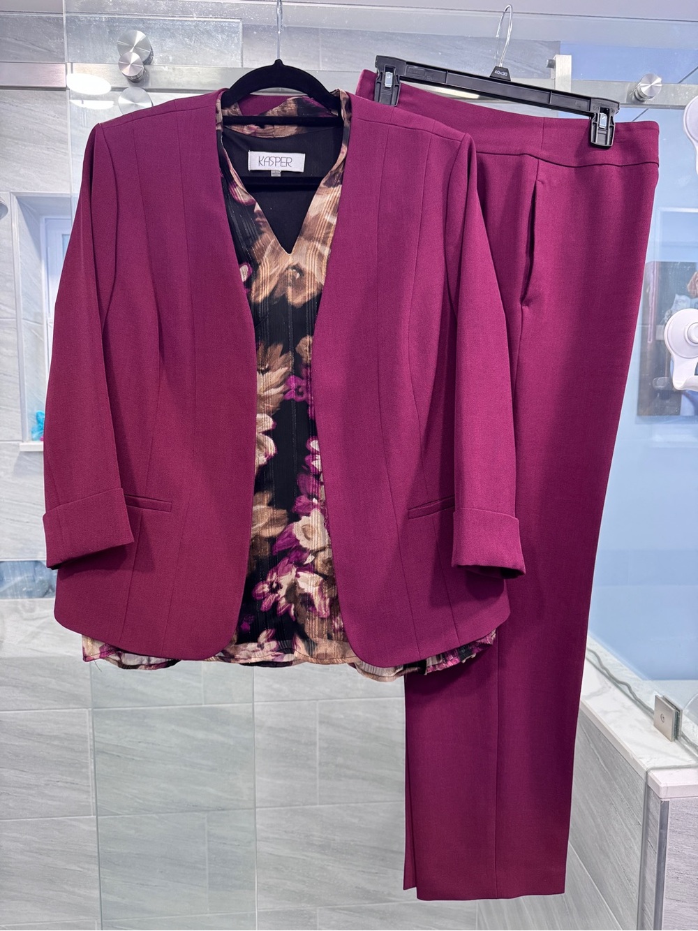 Kasper Women's Magenta Open-Front Blazer and Pants